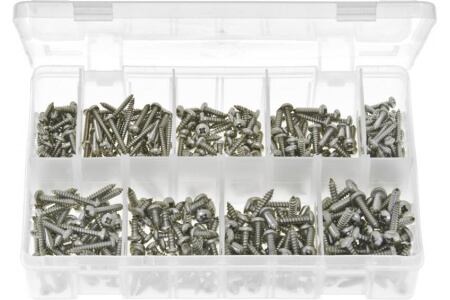 Assorted Box of Stainless Steel Self-Tapping Screws Pan Head - Pozi